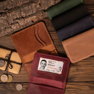 Portefeuille en cuir personnalisé pour hommes, portefeuille de poche avant mince, porte-cartes en cuir, portefeuille en cuir personnalisé pour hommes, cadeau pour hommes image 8
