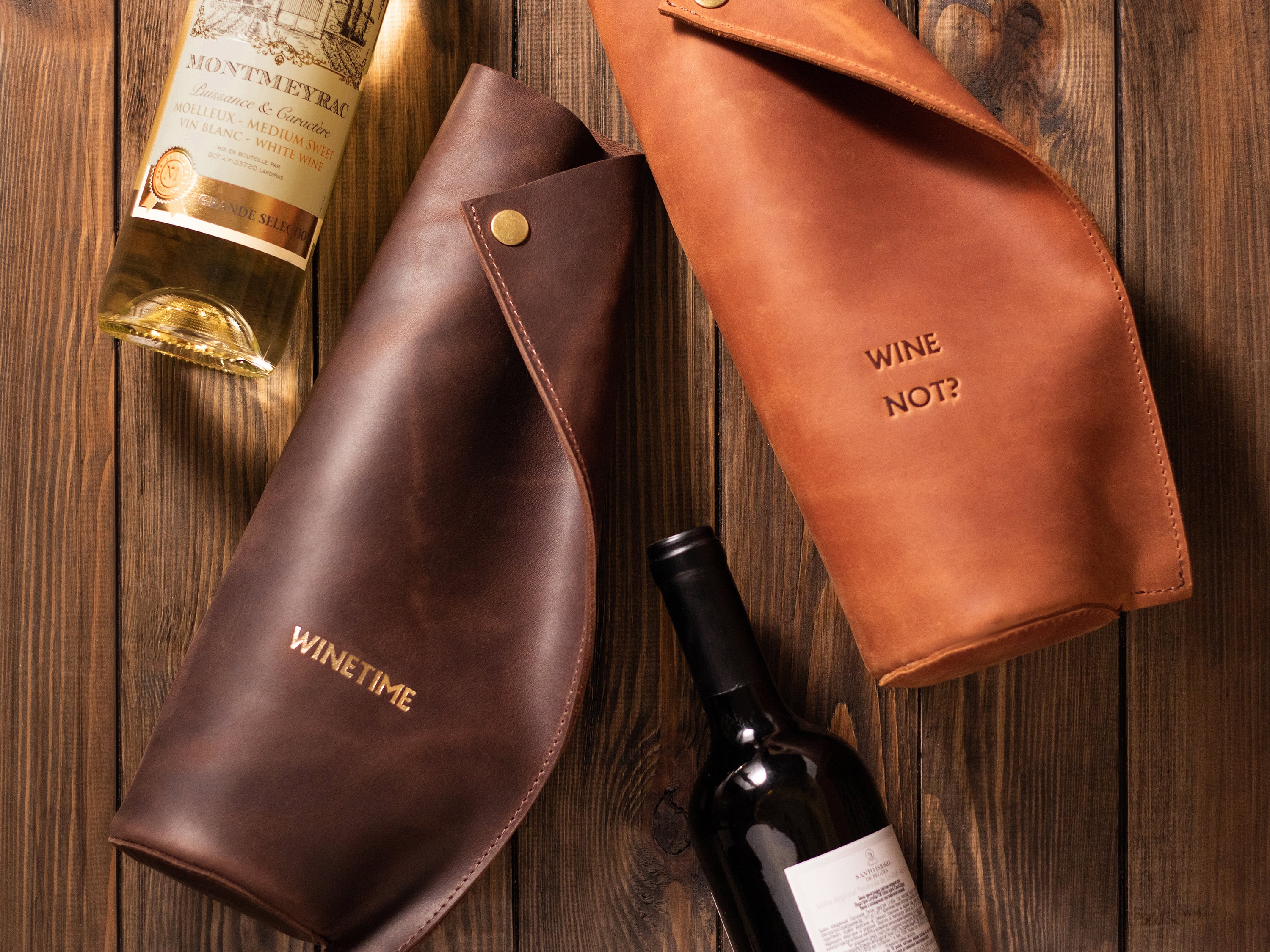 Leather Wine Bottle Holder Wine Travel Bag Leather Wine Tote Bag