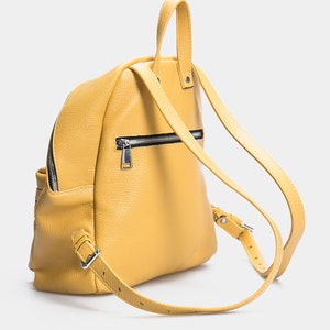 Yellow leather backpack, Backpack for women, School backpack Leather rucksack, Laptop backpack Leather bag backpack women Womens backpack image 3