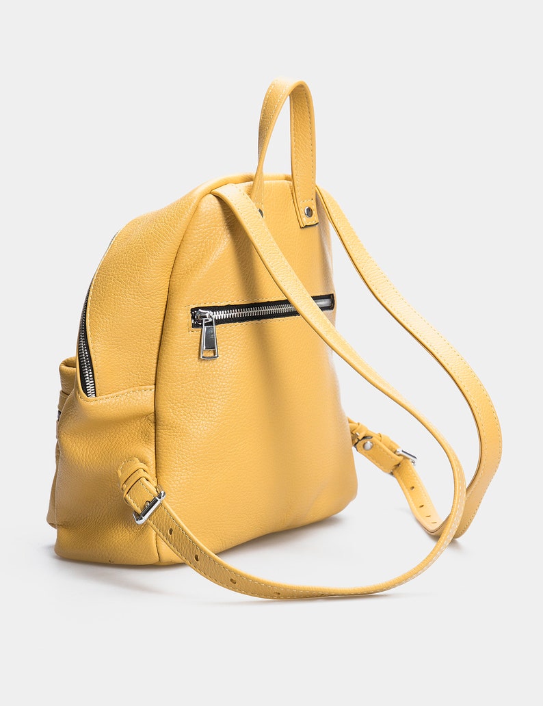 Yellow leather backpack, Backpack for women, School backpack Leather rucksack, Laptop backpack Leather bag backpack women Womens backpack image 3