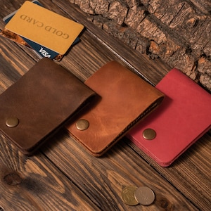 Mini billetera de cuero con monograma, billetera personalizada grabada, billetera minimalista, tarjetero