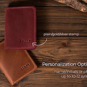 Cartera pequeña para mujer, Cartera de cuero para mujer, Cartera de cuero para hombre, Tarjetero, Cartera pequeña personalizada para mujer, Regalo de primer aniversario para ella imagen 6
