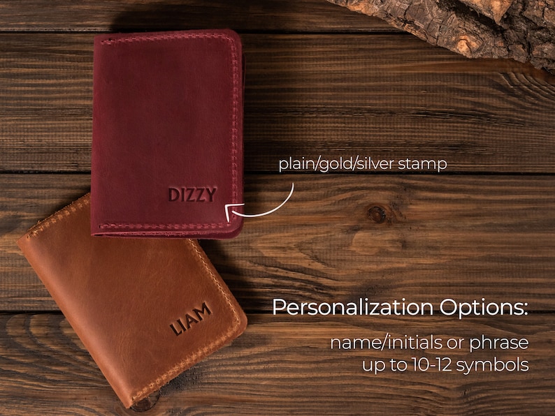 Cartera pequeña para mujer, Cartera de cuero para mujer, Cartera de cuero para hombre, Tarjetero, Cartera pequeña personalizada para mujer, Regalo de primer aniversario para ella imagen 6