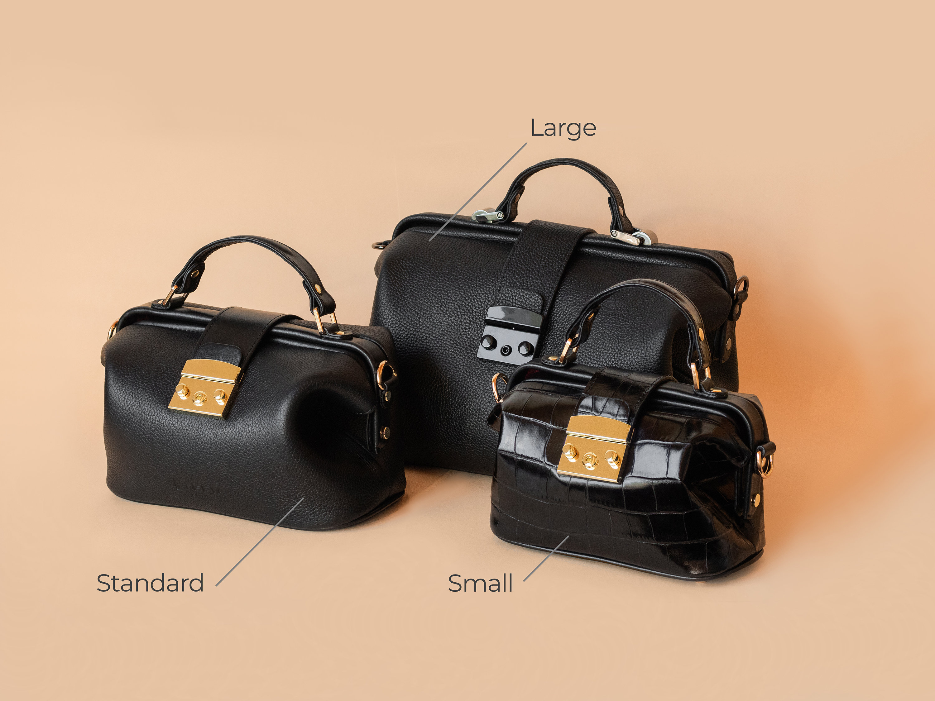 Black Soft Patent Leather Grosgrain Frame Large Doctor Bag