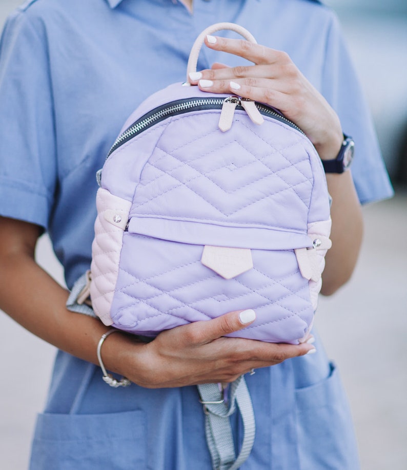 city backpack leather bag Laptop backpack Handmade rucksack Pink Leather backpack canvas backpack Lavender Leather backpack