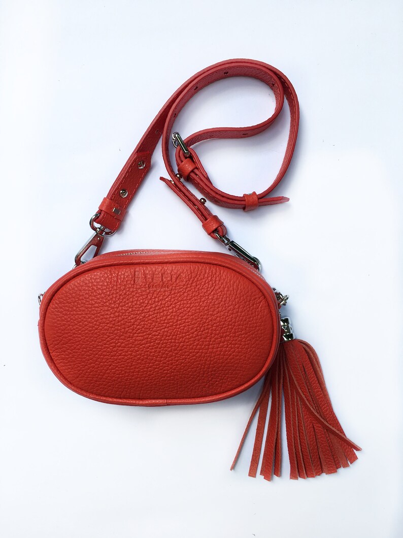 Leather Hip Bag Women Hip Bag Small Gold Round Bag Leather Etsy