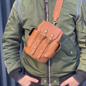 Sac à bandoulière pour homme, sac à dos unisexe xs, style mini sac à bandoulière, petit sac en cuir pour femme