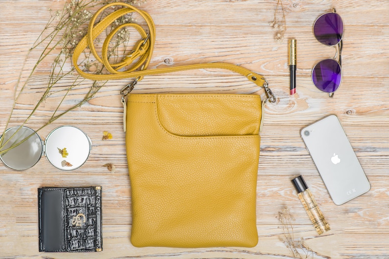 Petit sac à bandoulière en cuir - Sac à main porté épaule pour femme - Sac messager en cuir avec fermeture à glissière - Style tendance pour un usage quotidien image 2
