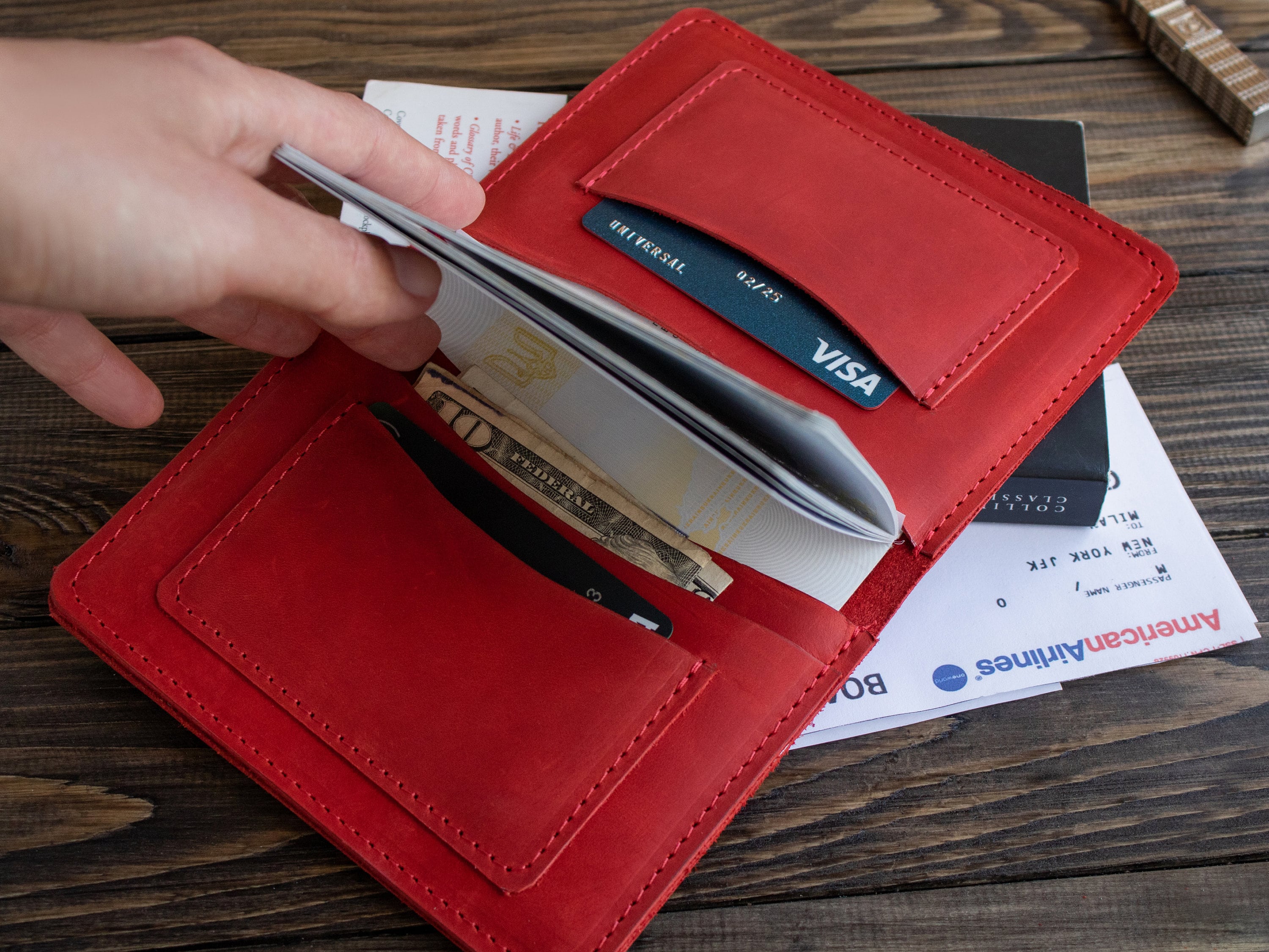 PASSPORT HOLDER TRAVEL Wallet Grain Leather Cardholder Cute Etsy