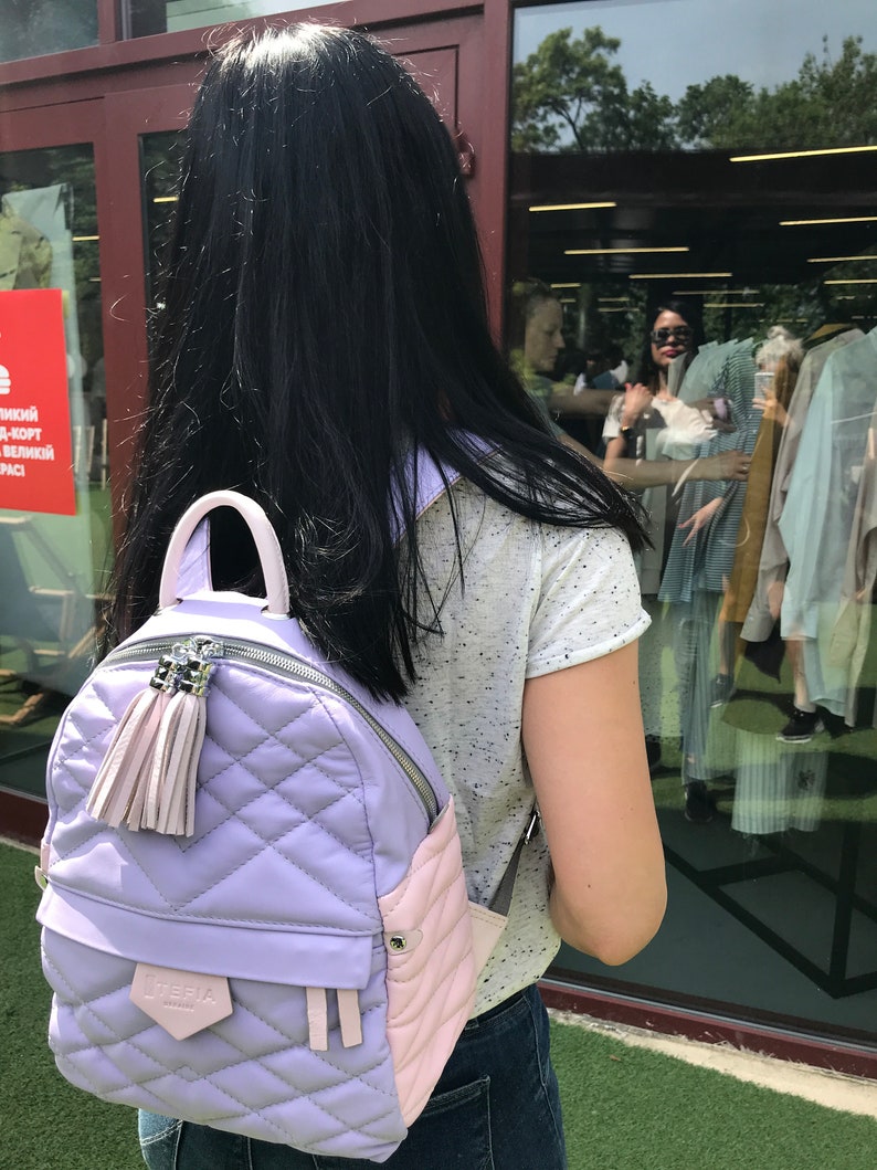 city backpack leather bag Laptop backpack Handmade rucksack Pink Leather backpack canvas backpack Lavender Leather backpack