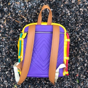 Multicolor leather backpack, women's rucksack for school, urban work travel bag, casual, handmade backpack, sac a dos cuir, rainbow backpack image 5