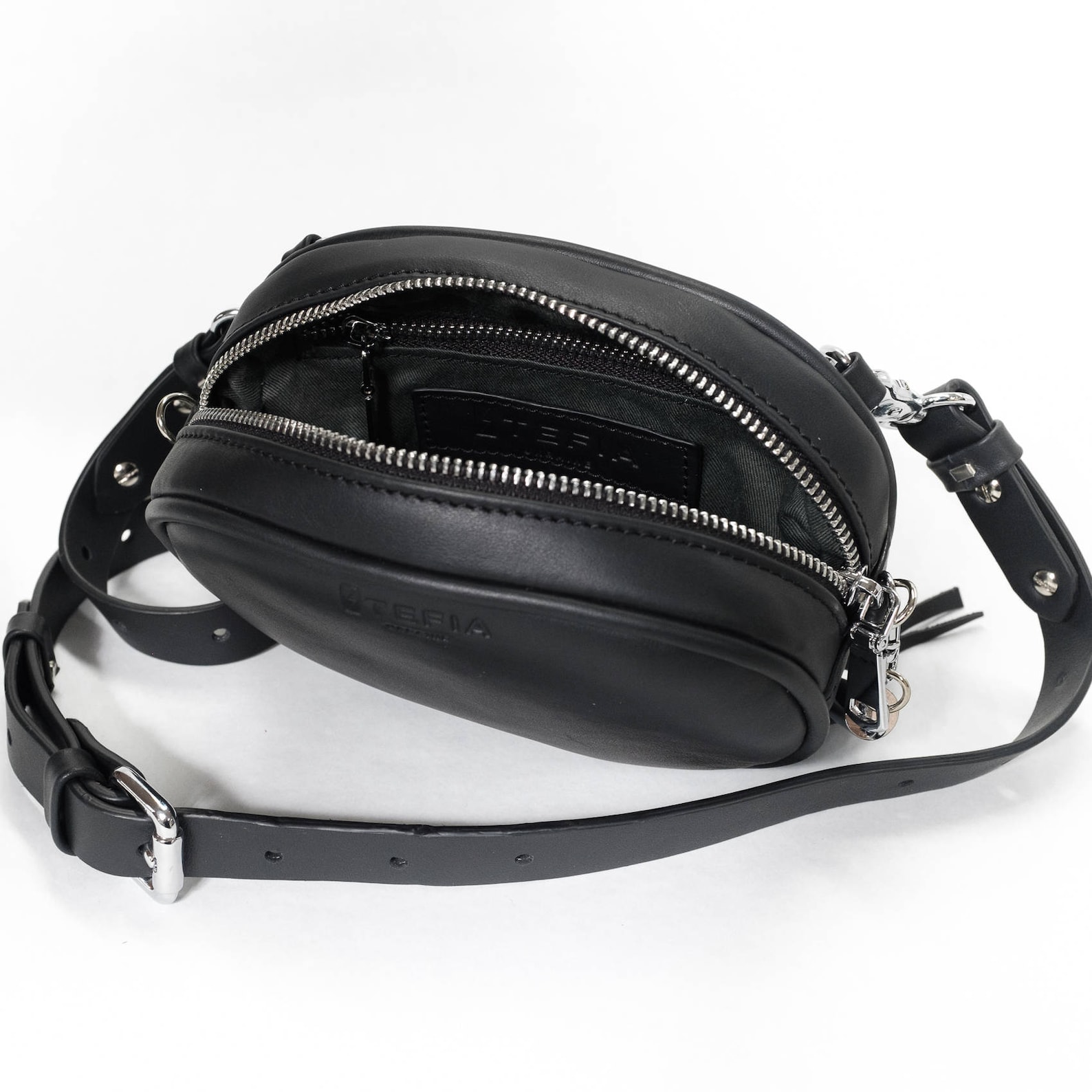 LEATHER HIP BAG Black Hip Bag Genuine Leather Pouch Bag Etsy