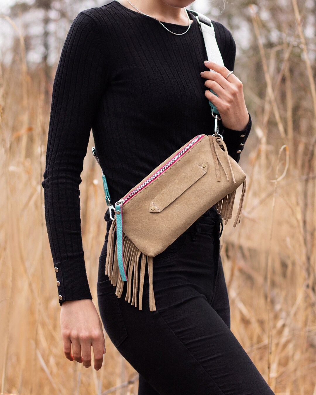 ハンドバッグ Mini Suede Belt Handbag CELINE Suede Calfskin Mini Belt Bag Tan 401798 | FASHIONPHILE