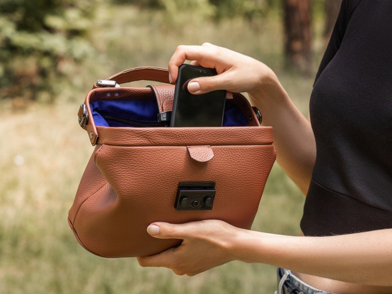 Soft Leather Doctor's Bag, Handmade Woman's Bag, Brown Leather Handbag, Leather Vintage Bag For Everyday Use image 3