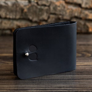 Aangepaste zwarte lederen portemonnee, heren creditcardhouder, minimalistische portemonnee, mannen id-houder portemonnee, cadeau voor hem of haar