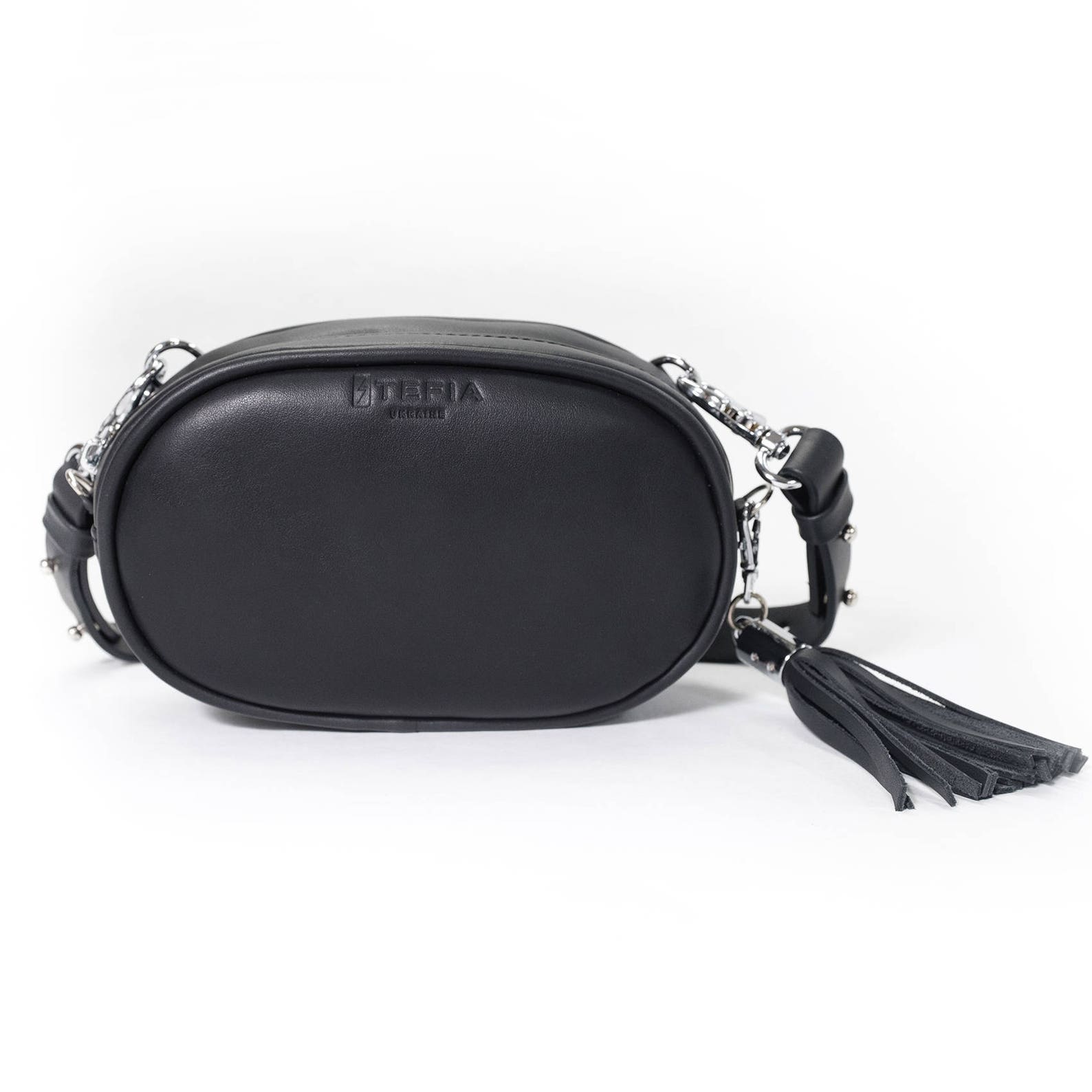 LEATHER HIP BAG Black Hip Bag Genuine Leather Pouch Bag | Etsy