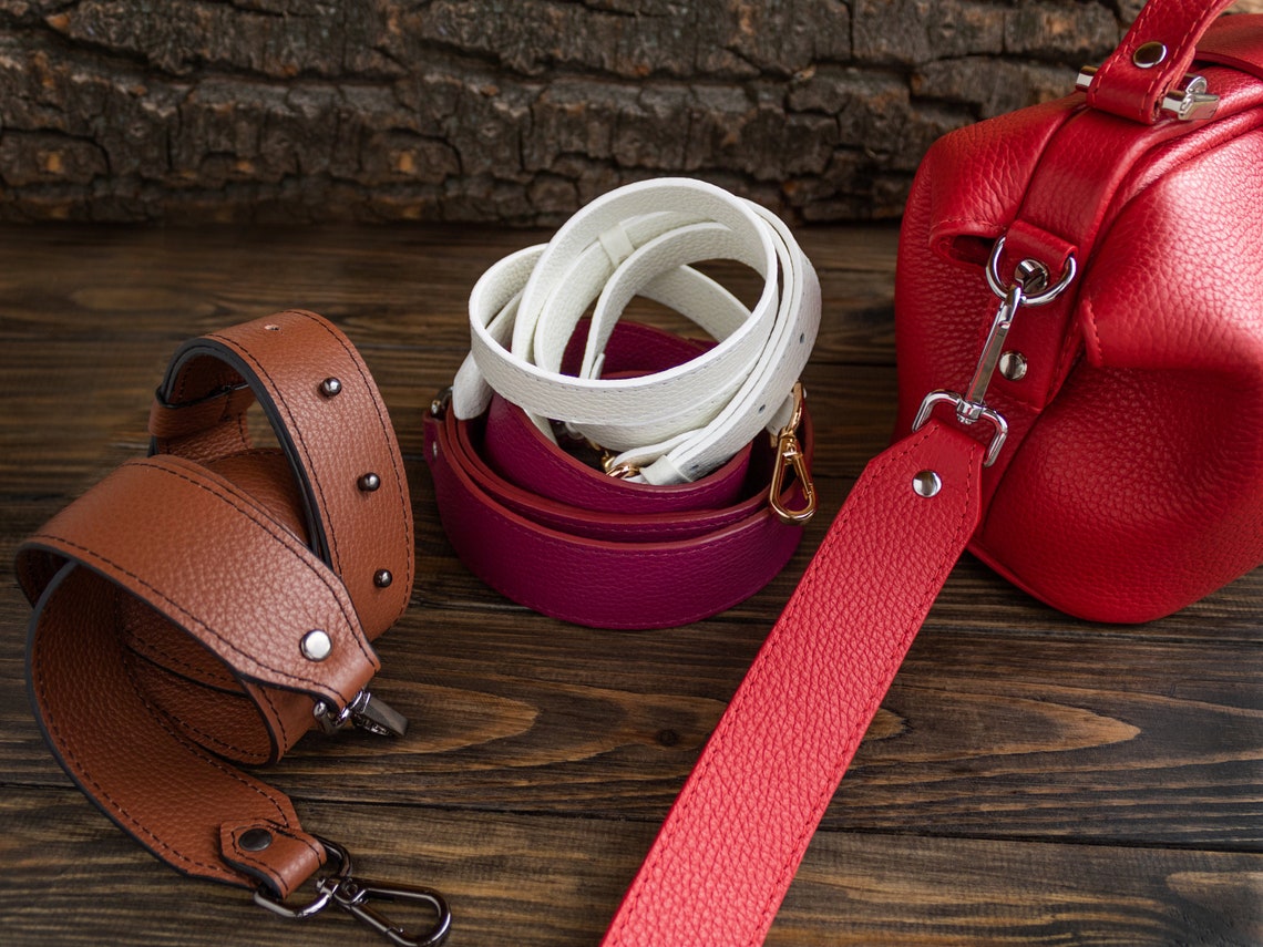 White Adjustable Leather Bag Strap Messenger Bag Strap Etsy