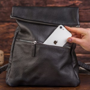 Black Leather Backpack, Large Backpack For Women, Urban Leather Bag, Laptop Backpack