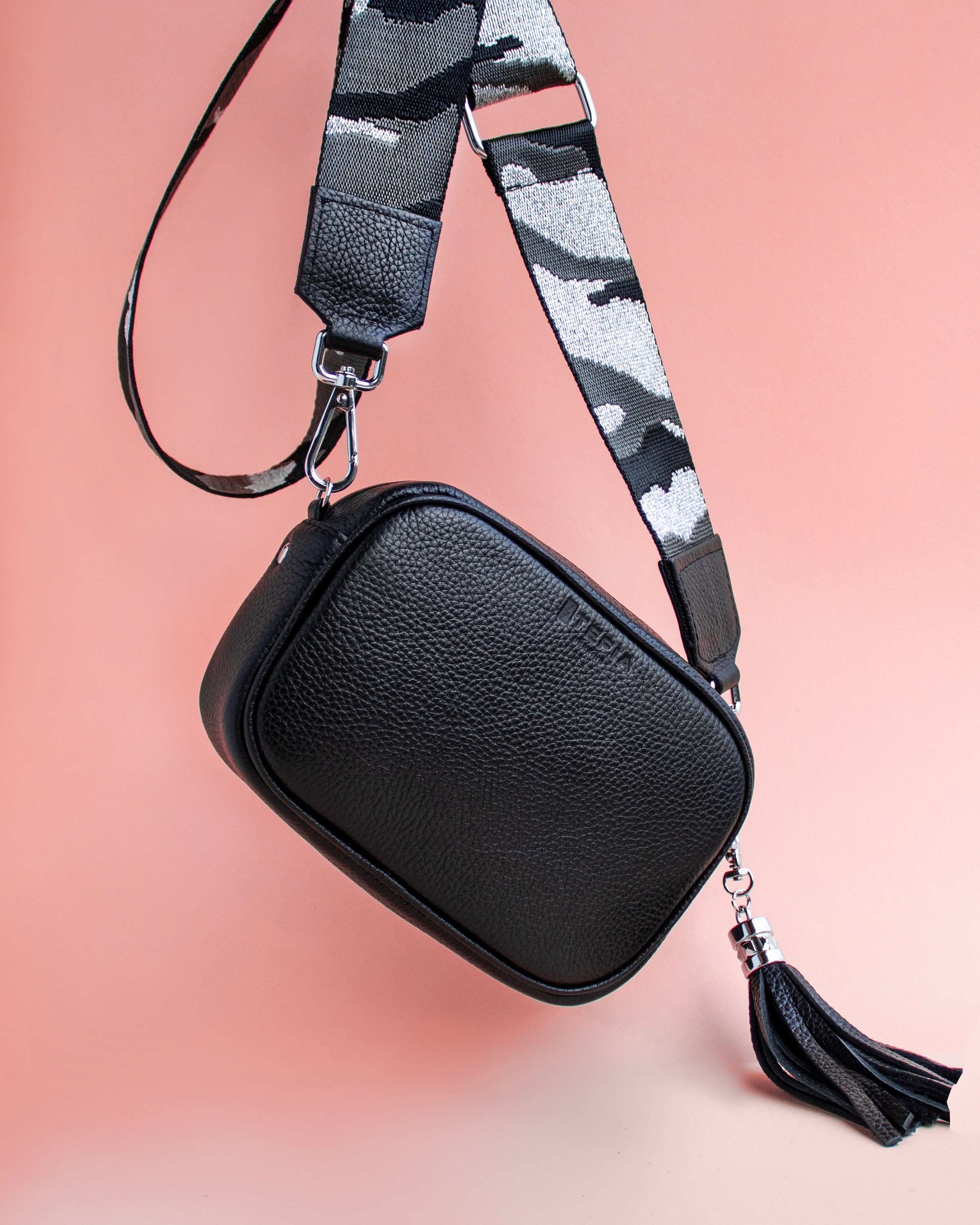 Striped adjustable Replacement Silver Strap For crossbody Bag Etsy