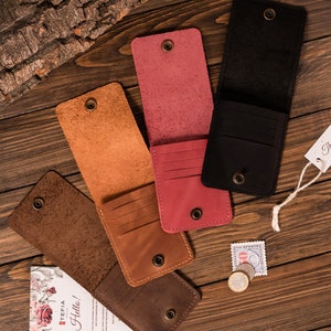 Leder Mini Portemonnaie, Personalisiertes Portemonnaie graviert, Minimalistisches Portemonnaie, Kreditkartenhalter, Herren Geldbörse, süßes Geschenk Portemonnaie