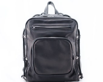 Zwarte leren rugzak, damesrugzak voor school, kleine leren rugzak, leren damesrugzak, casual tas, leren rugzak dames