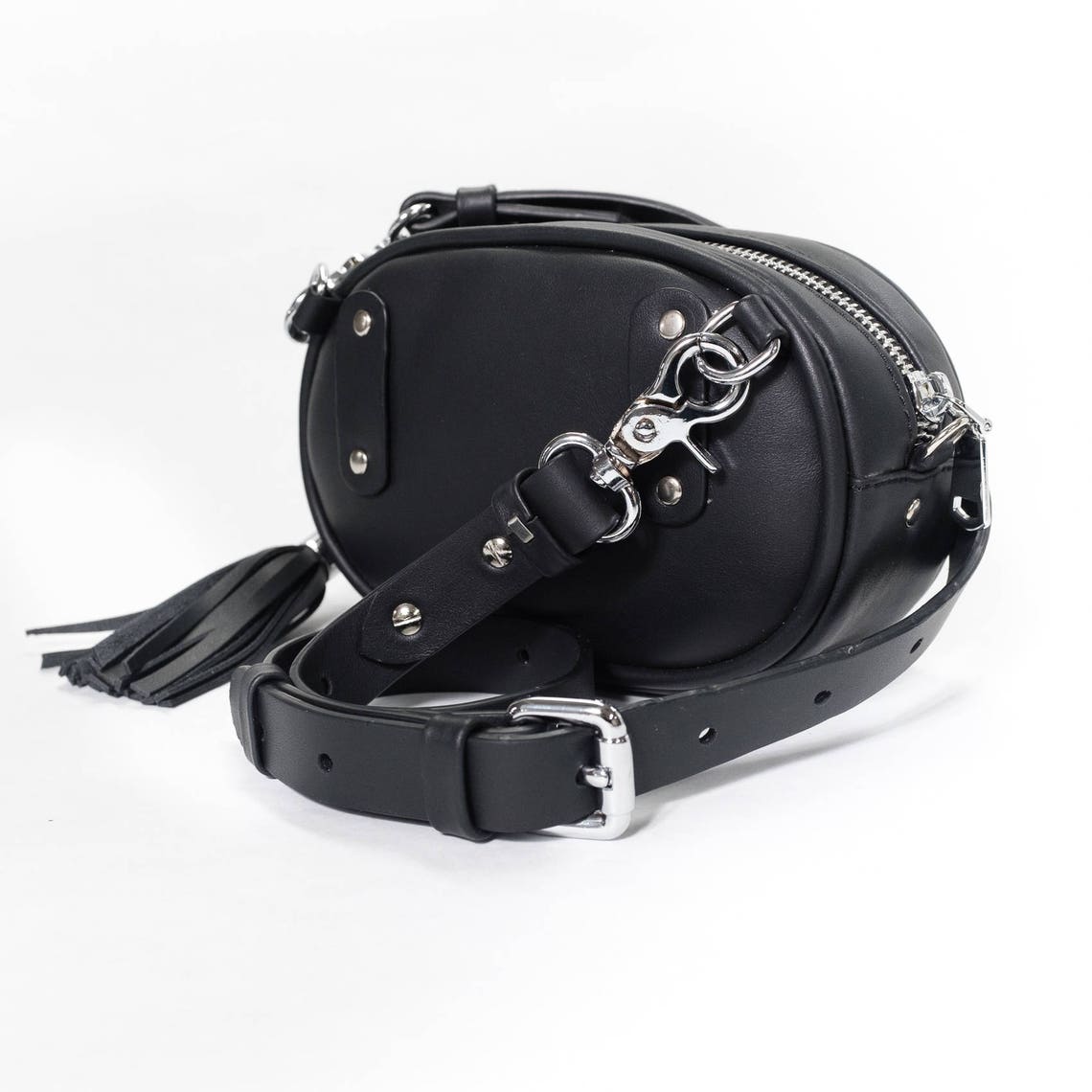 LEATHER HIP BAG black Hip Bag Genuine Leather Pouch Bag Etsy