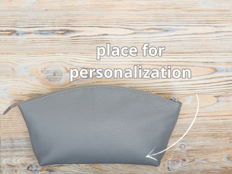 Personalized Leather Makeup Bag Bridesmaid Gift for Her Mothers Day Gift, Monogram cosmetic bag, custom toiletry pouch, travel bag image 5