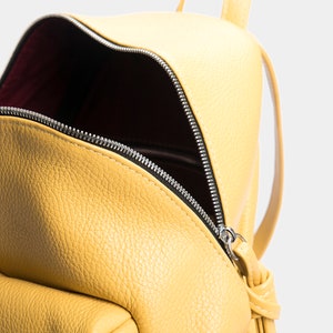 Yellow leather backpack, Backpack for women, School backpack Leather rucksack, Laptop backpack Leather bag backpack women Womens backpack image 4