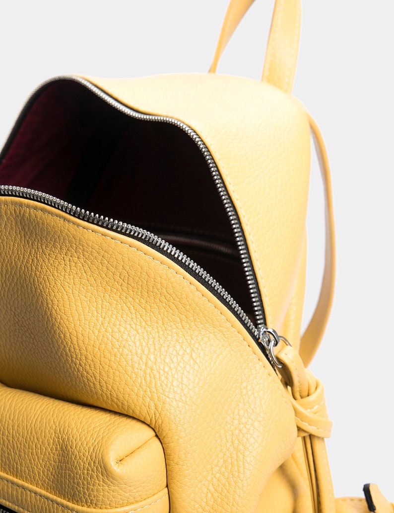 Yellow leather backpack, Backpack for women, School backpack Leather rucksack, Laptop backpack Leather bag backpack women Womens backpack image 4