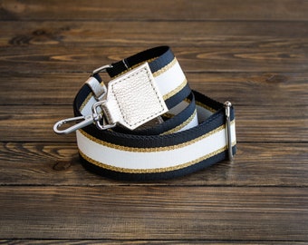 Striped Cotton Webbing Bag Strap: Adjustable Crossbody Replacement Strap for your Bags
