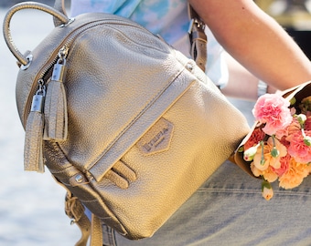 Small Leather Backpack For Women, Small Travel Bag, Handmade Light Beige Backpack, Backpack For Travel