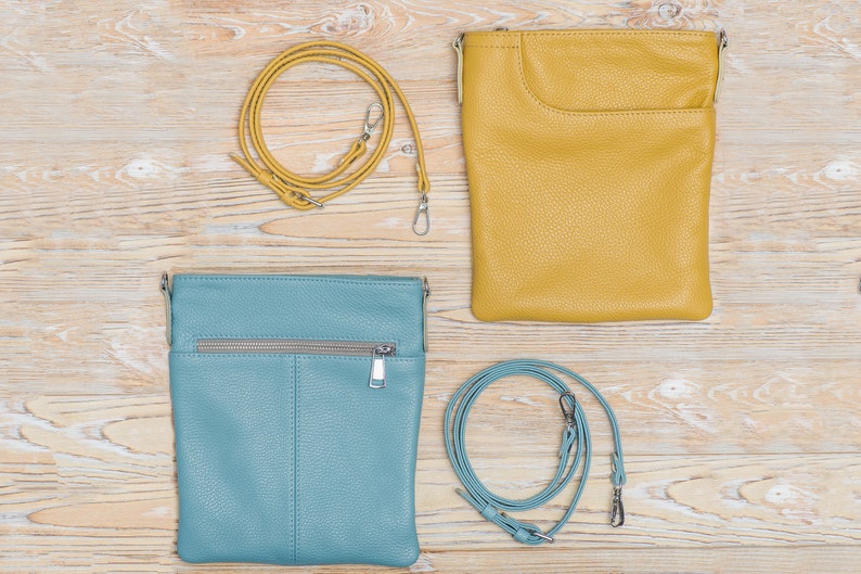 Petit sac à bandoulière en cuir - Sac à main porté épaule pour femme - Sac messager en cuir avec fermeture à glissière - Style tendance pour un usage quotidien image 8