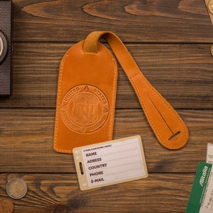 Leather Luggage Tag, Engraved Luggage Tag Leather, Personalized Leather Luggage Tag, Customizable Travel Bag Tag, Leather Backpack Tag