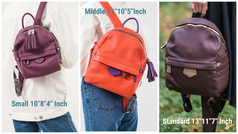 Small Backpack For Women, Beige Leather Bag, City Bag For Girl, Best TraveL Backpack image 5