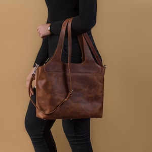 Bolso de mano marrón, bolso de mano de cuero suave para mujer, bolso de hombro