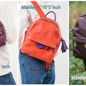 Blue leather backpack, kids backpack, leather backpack for women, fancy mini backpack, college zipper iPad backpack image 5