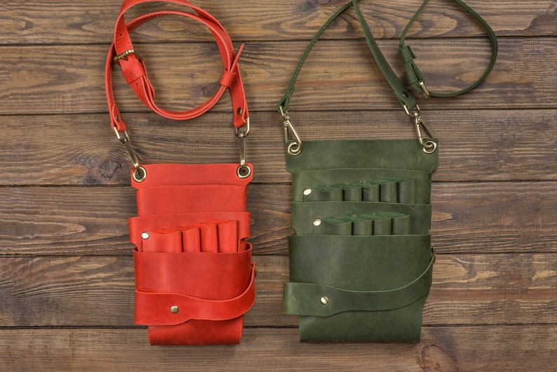 Personalized Leather Hairdresser Tool Case Stylish Belt Pouch Gardening