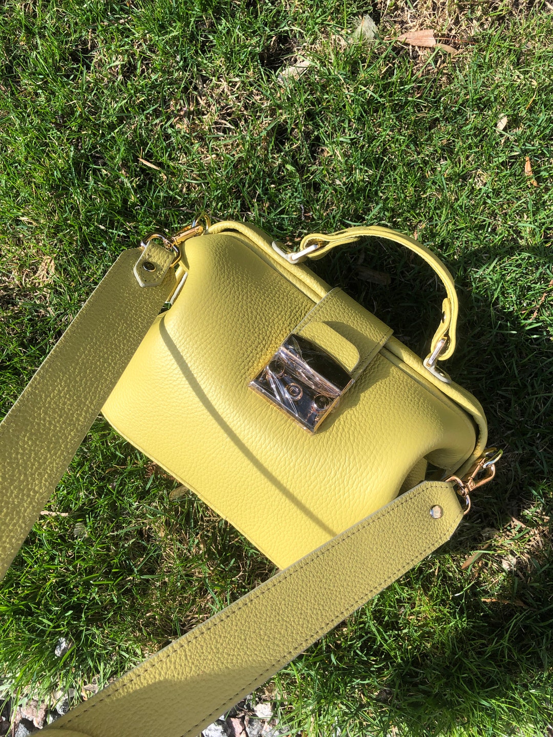 LEATHER DOCTOR BAG Modern Lady Bag Soft Yellow Leather Crafted Doctor