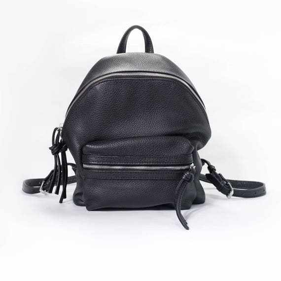 Tefia Leather Backpack Handmade Rucksack Black leather | Etsy