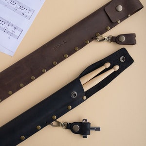 Sac en cuir personnalisé pour baguettes de batterie, cadeau personnalisé pour batteur, étui pour baguettes de batterie, support en cuir pour baguettes de batterie, logo de baguette de baguette, cadeau pour batteur