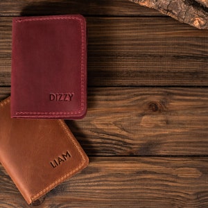 Cartera de cuero personalizada para hombre, billetera delgada con bolsillo frontal, tarjetero de cuero, billetera de cuero personalizada para hombre, regalo para hombre imagen 5
