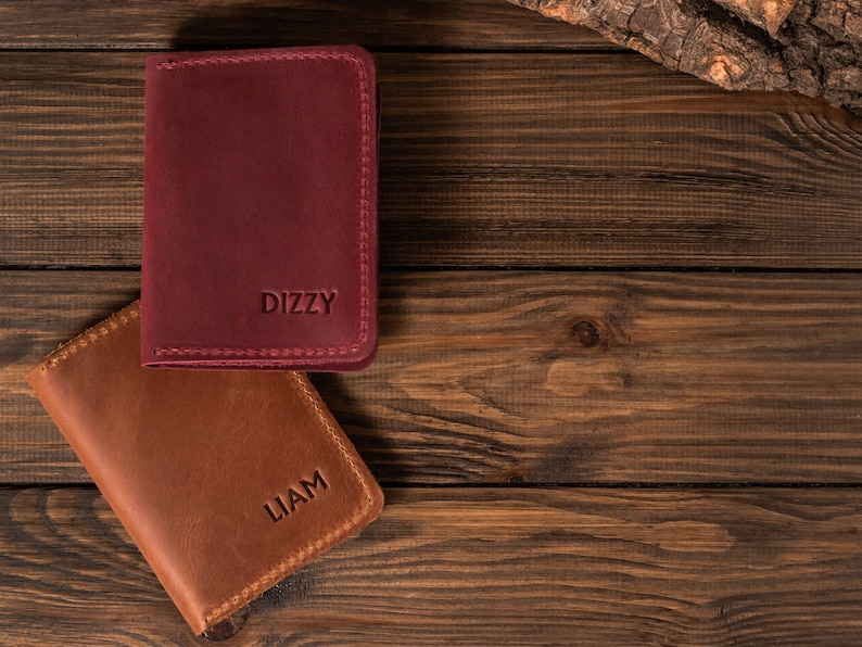 Cartera de cuero personalizada para hombre, billetera delgada con bolsillo frontal, tarjetero de cuero, billetera de cuero personalizada para hombre, regalo para hombre imagen 5