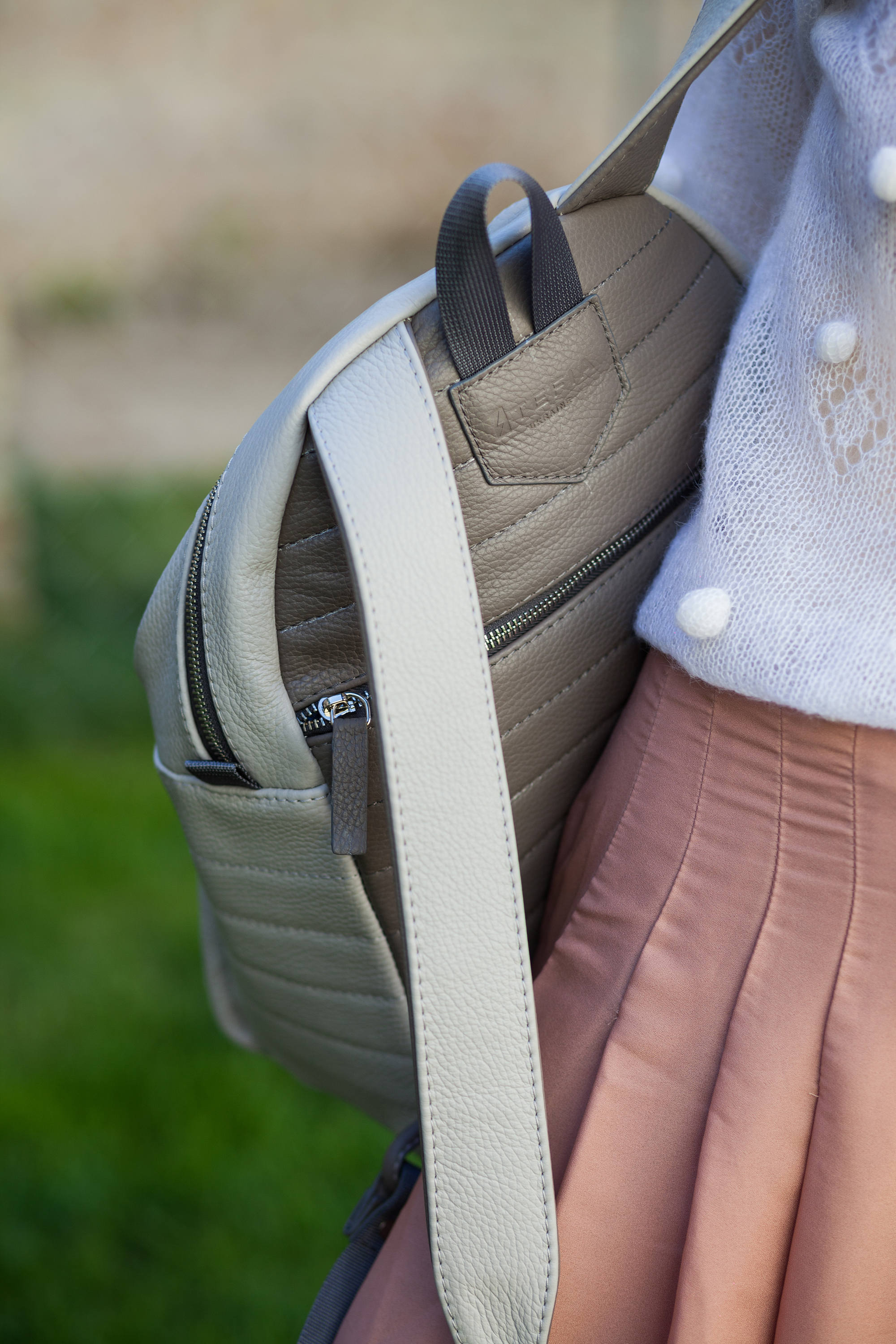 Elegant Light Gray Leather‎ Backpack Vegan Leather Legacy Backpack – Simple Modern main image 4