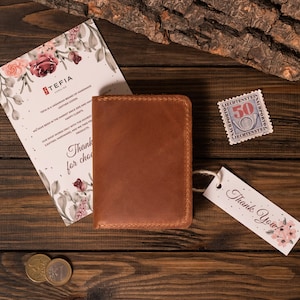 Cartera de cuero personalizada para hombre, billetera delgada con bolsillo frontal, tarjetero de cuero, billetera de cuero personalizada para hombre, regalo para hombre imagen 2