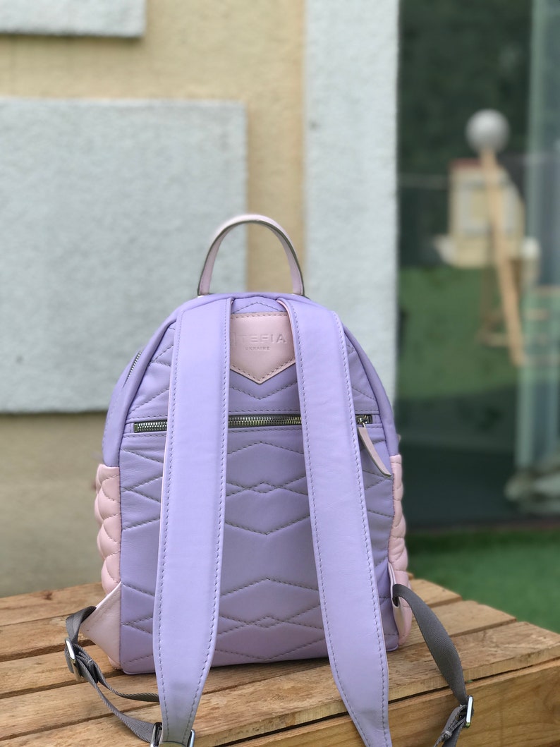 city backpack leather bag Laptop backpack Handmade rucksack Pink Leather backpack canvas backpack Lavender Leather backpack