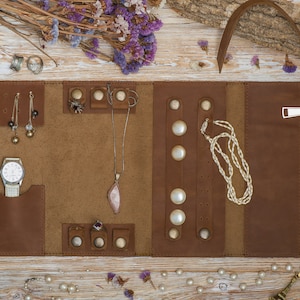 Personalisierte Leder Schmuck Roll Organizer: Reise Schmuck Etui