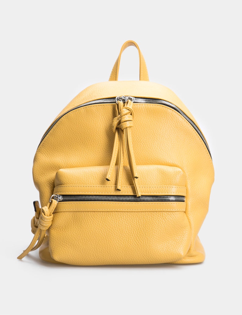 Yellow leather backpack, Backpack for women, School backpack Leather rucksack, Laptop backpack Leather bag backpack women Womens backpack image 2