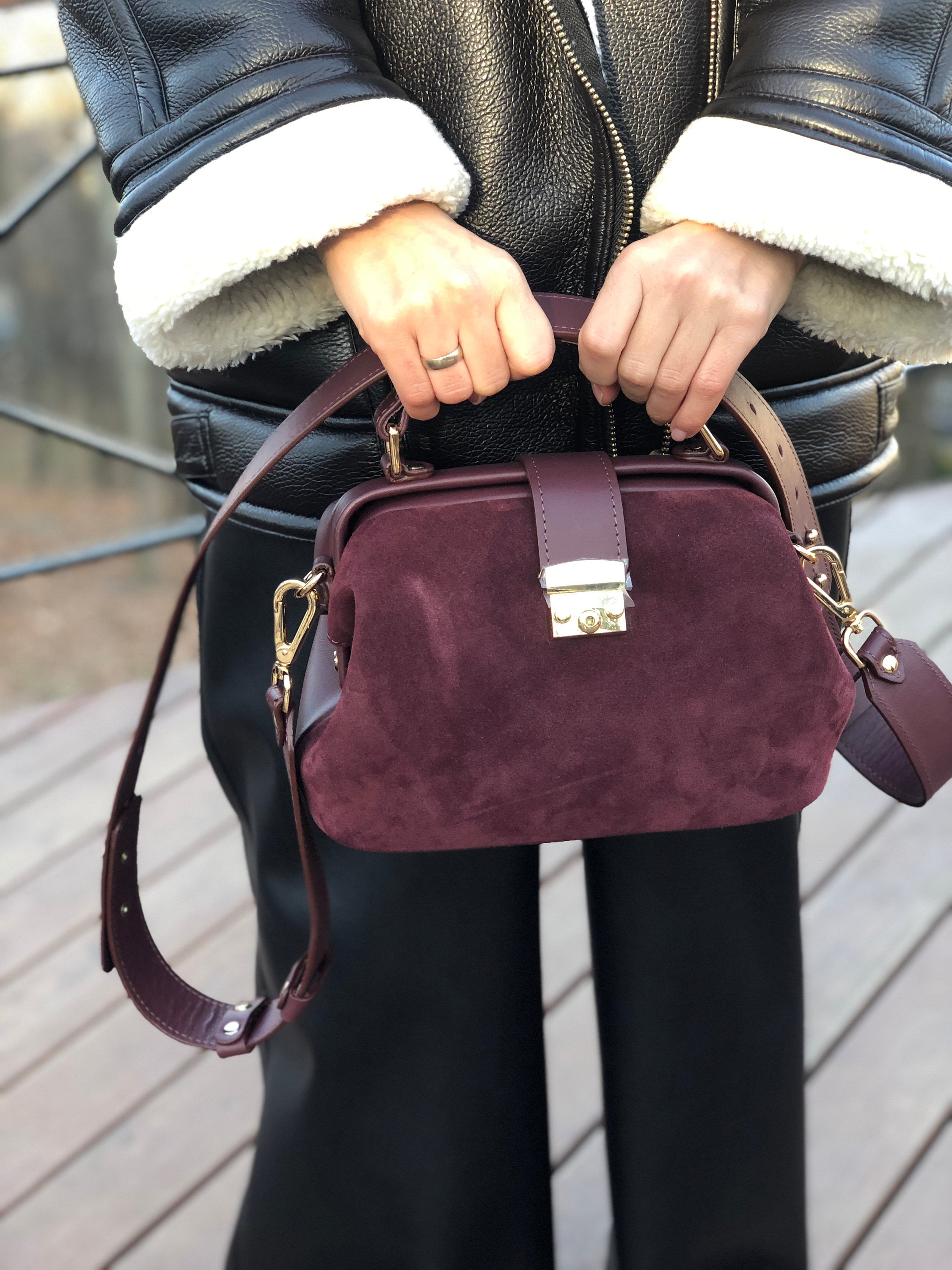 Small Red Suede Bag Red Suede Crossbody Bag Red Small Leather 