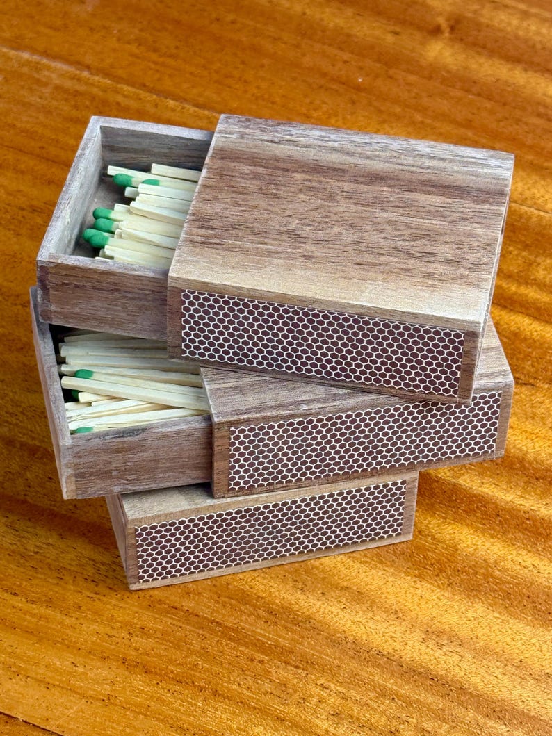 Small Walnut Wood Matchbox for Candles | Handmade Match Striker ...