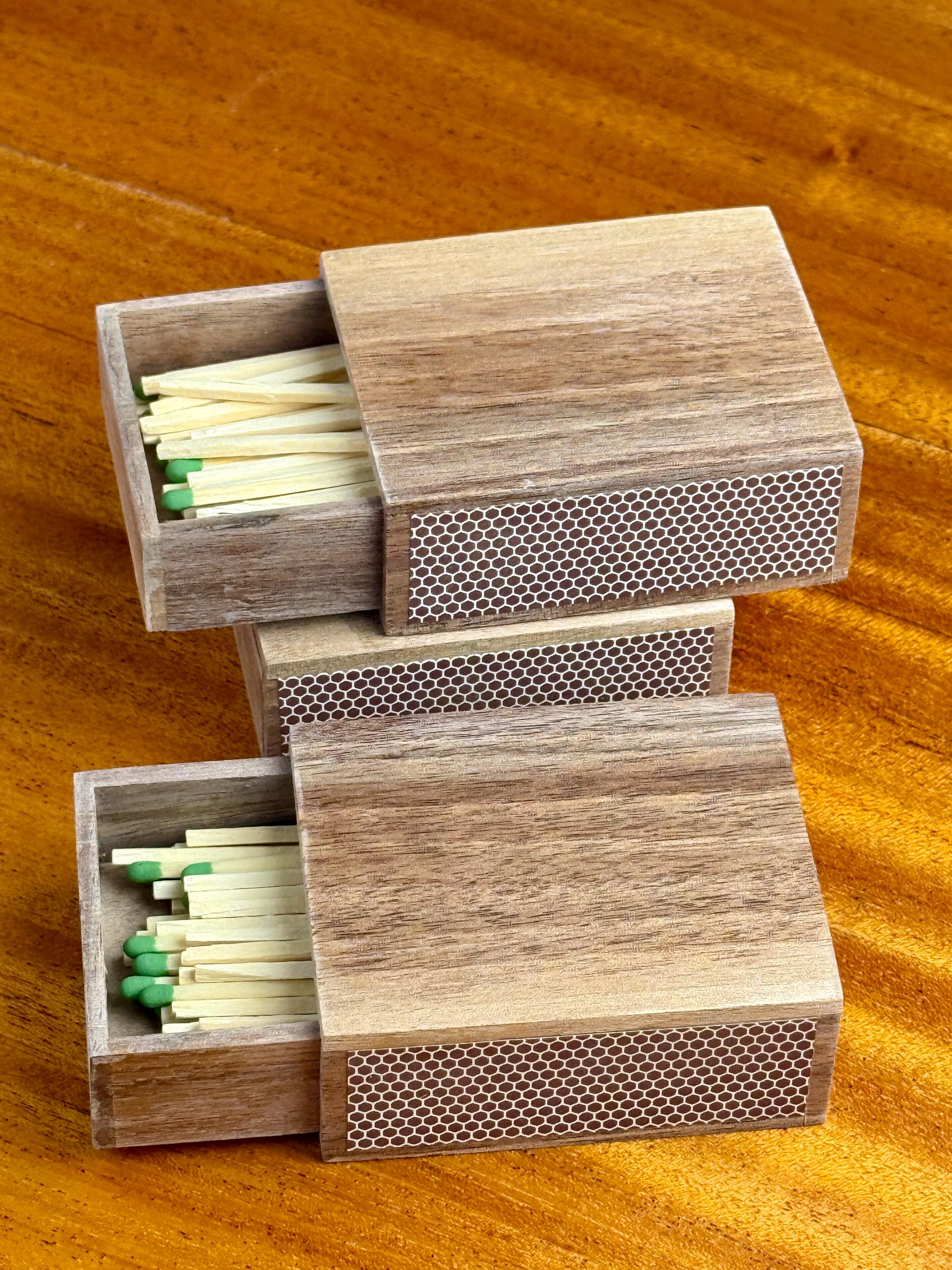 Handmade Match Set Small Cherry Wood Matchbox for Candles | Handmade Match Striker ...